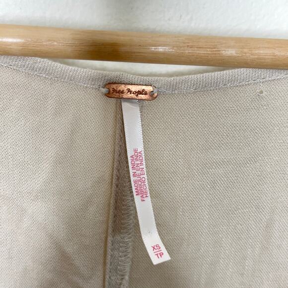 FREE PEOPLE Alai Mini Dress Linen Blend Stone Flax Natural Sz XS $128 {II30} - Picture 6 of 8